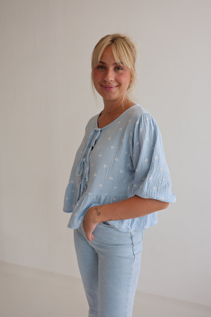 Schößchenbluse aus Musselin Summer Hearts