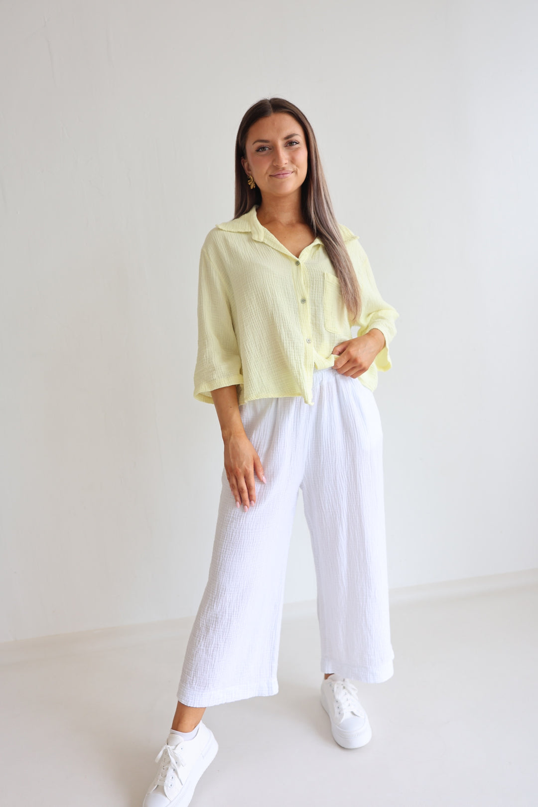 3/4 Musselinhose Casual Fit