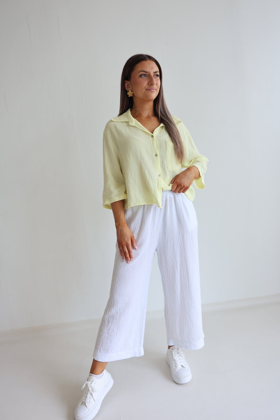 3/4 Musselinhose Casual Fit