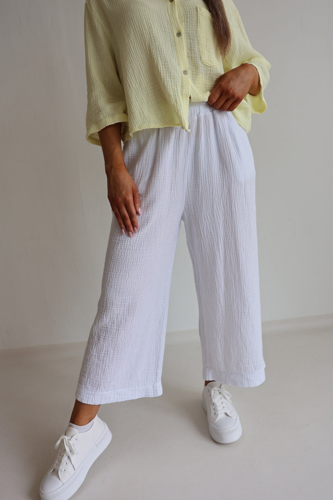 3/4 Musselinhose Casual Fit