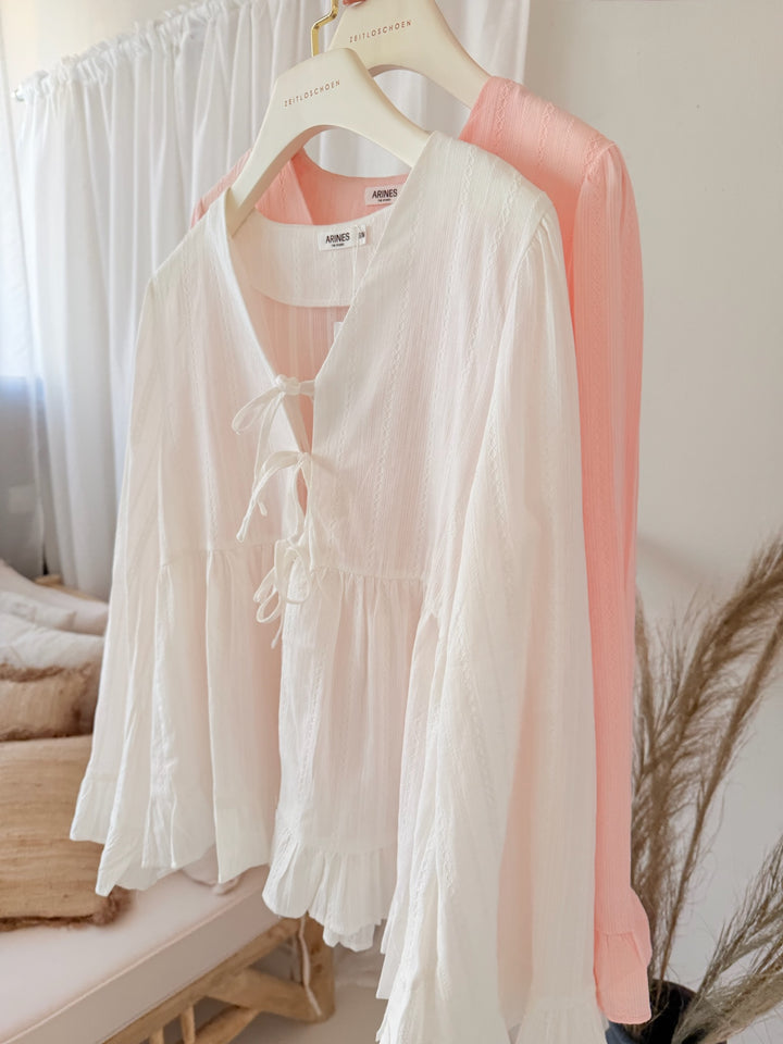 Bluse zum Binden mit Volant Jana