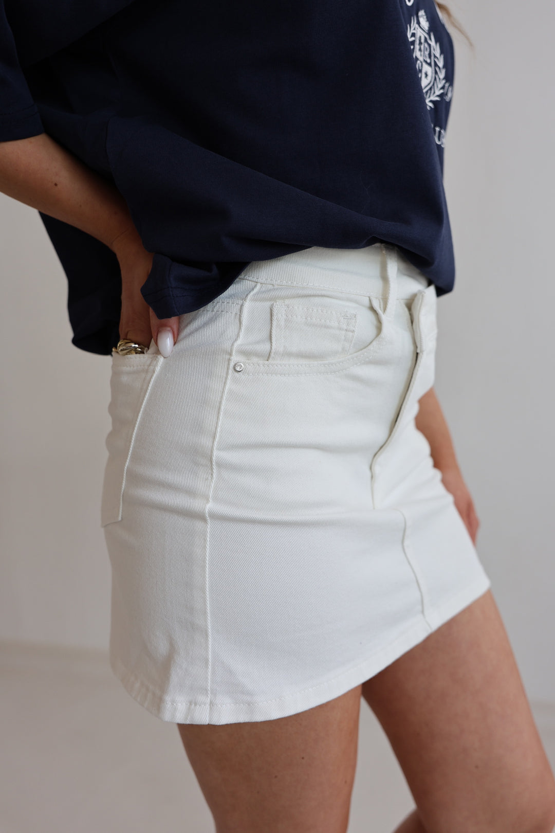 Asymmetrischer Jeansrock Creamy