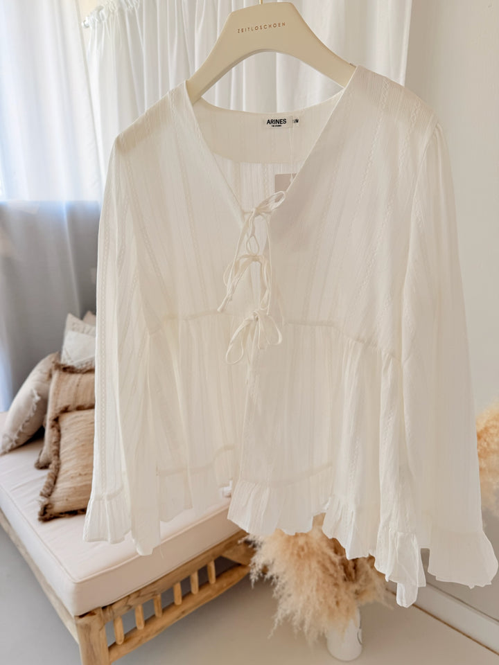 Bluse zum Binden mit Volant Jana