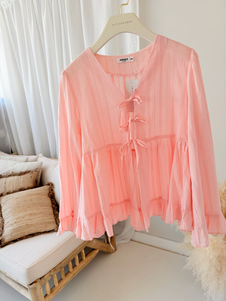 Bluse zum Binden mit Volant Jana