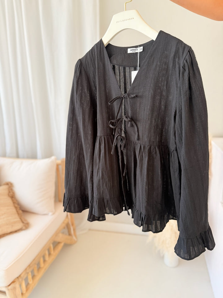 Bluse zum Binden mit Volant Jana