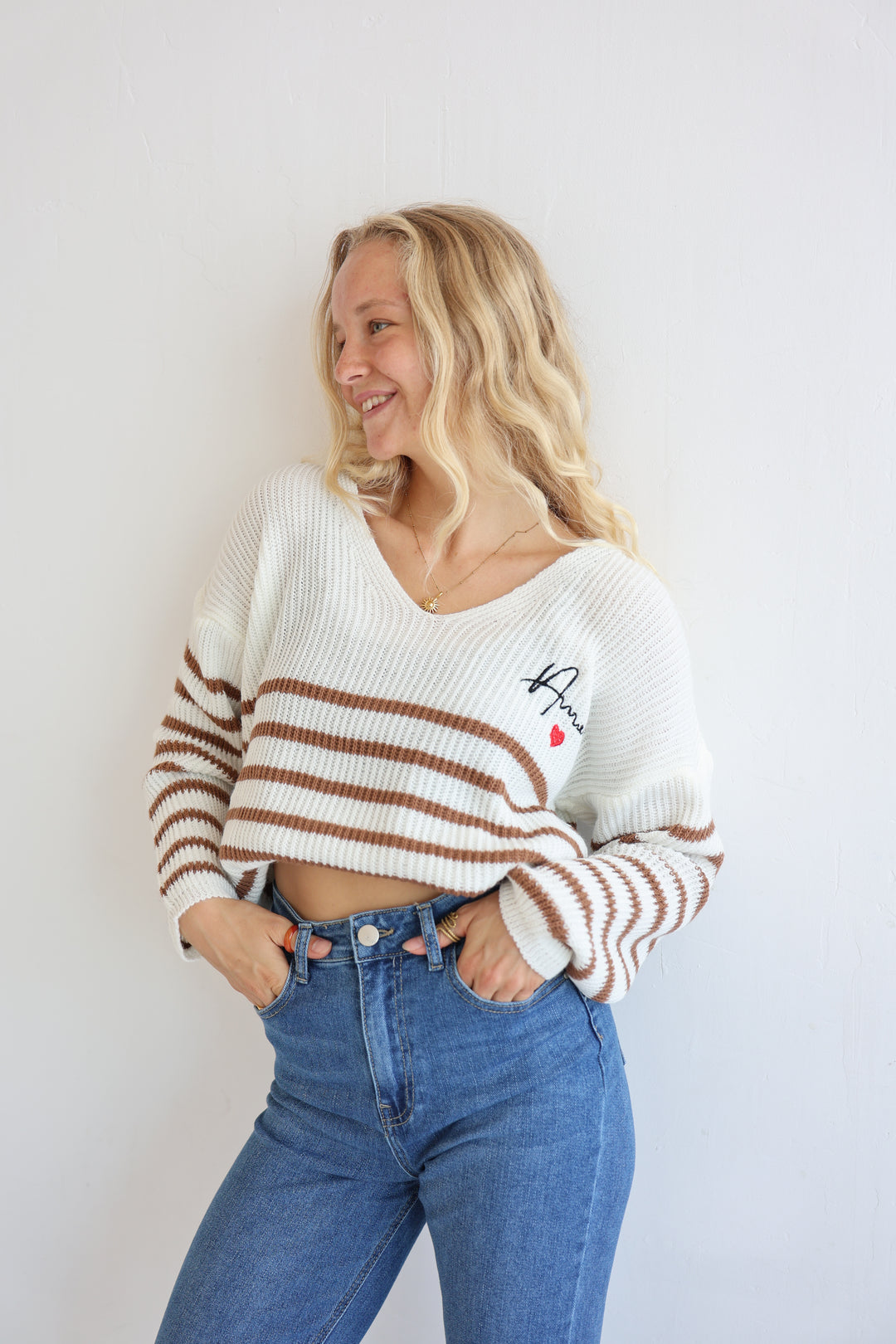 Gestreifter Strickpullover Amour