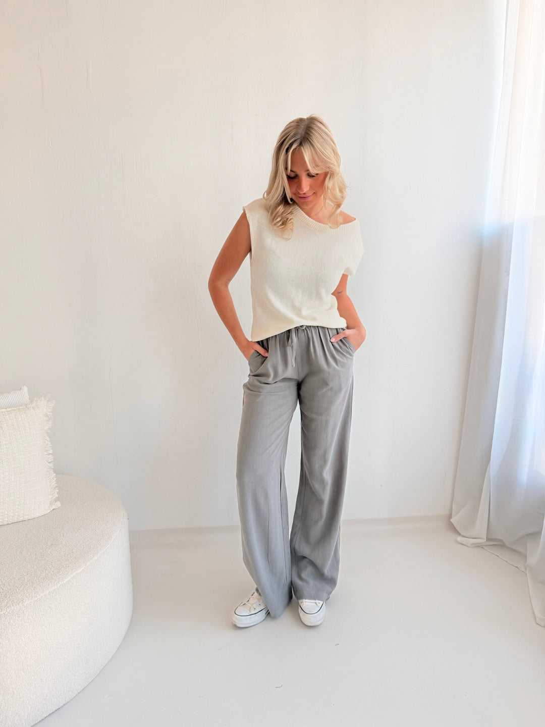 Extra Long Leinenhose mit Gummizug Chiara