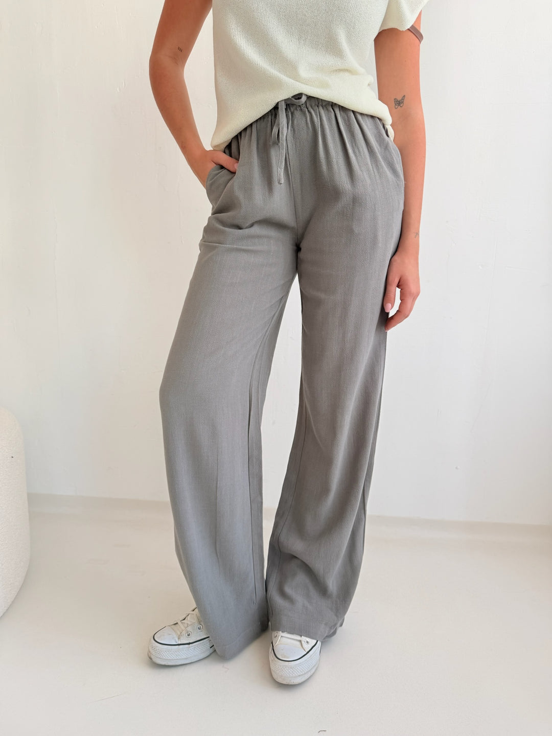 Extra Long Leinenhose mit Gummizug Chiara