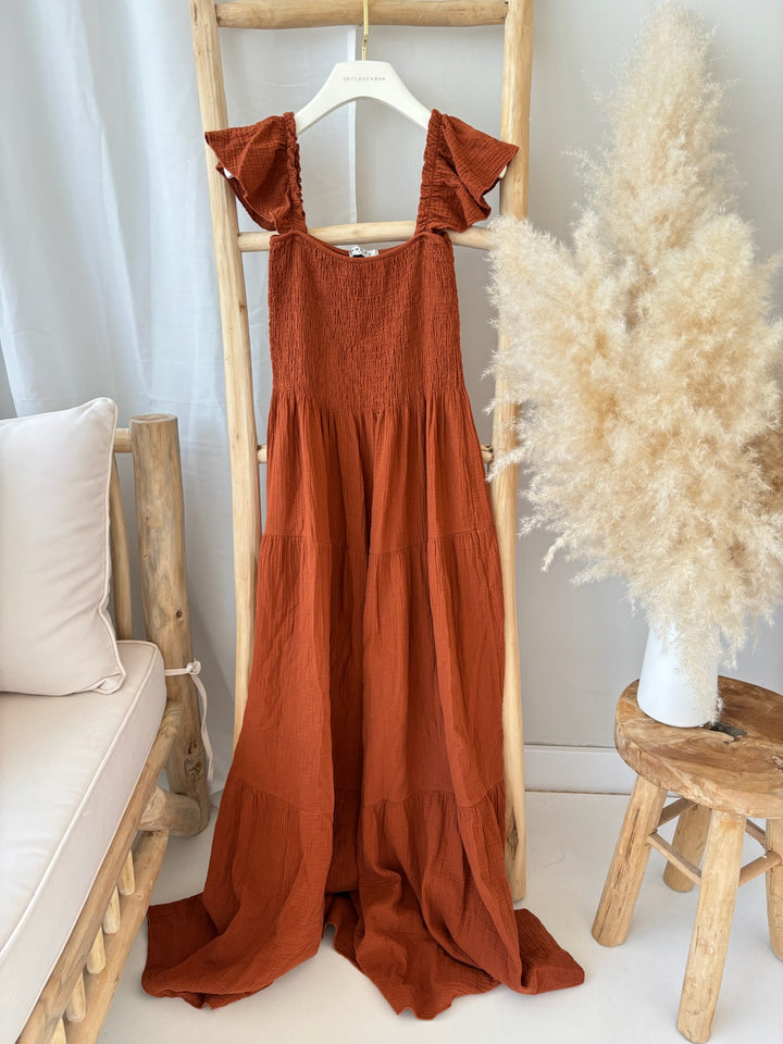 Langes Kleid mit Raffung Livia