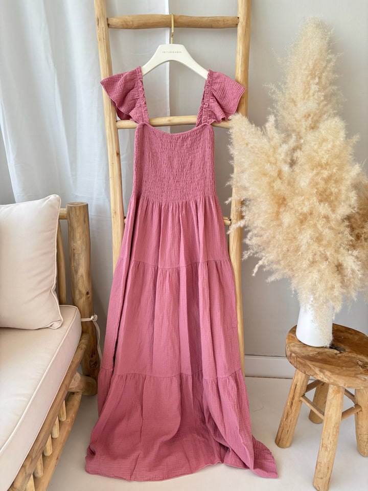Langes Kleid mit Raffung Livia