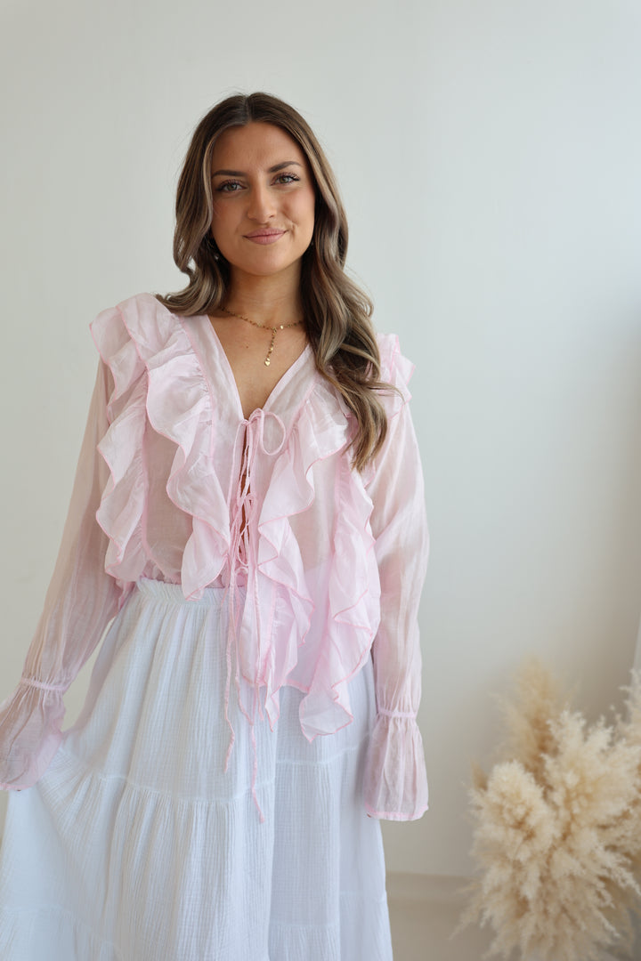 Transparente Bluse mit Volant Melody