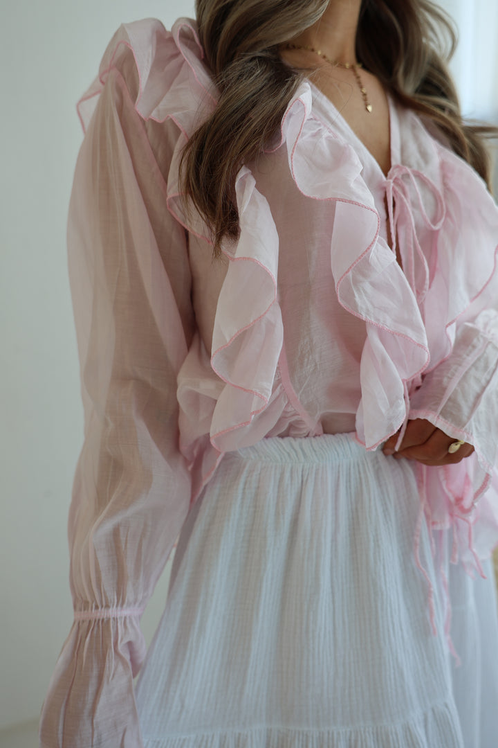 Transparente Bluse mit Volant Melody