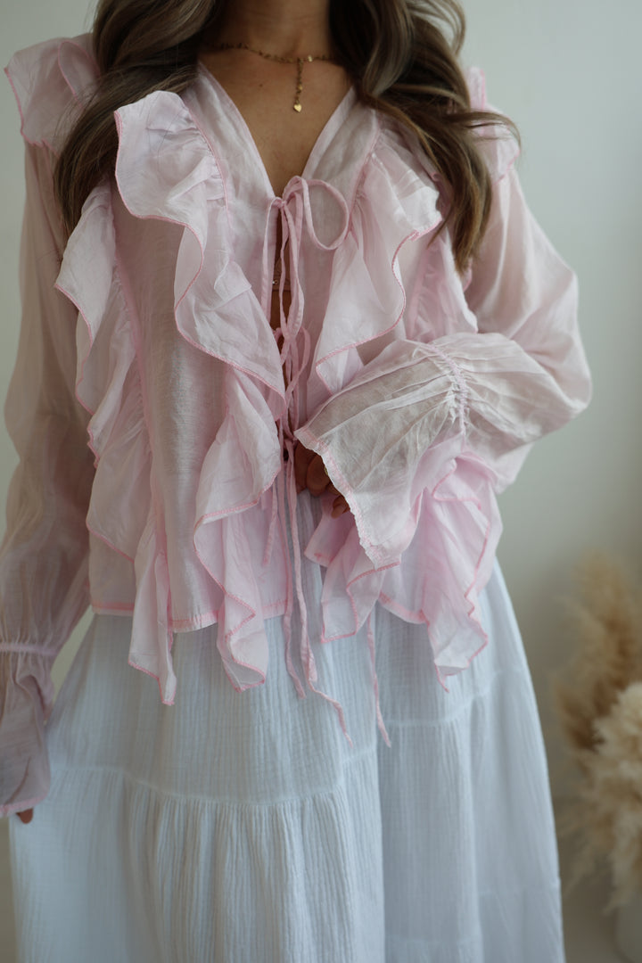 Transparente Bluse mit Volant Melody