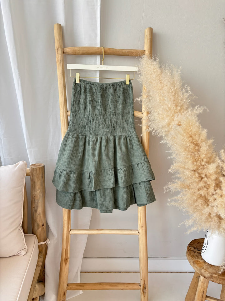 Trägerloses Kleid aus Musselin Moana