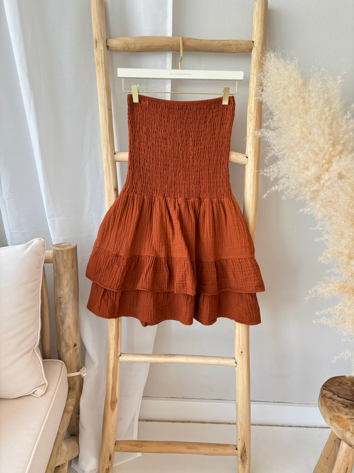 Trägerloses Kleid aus Musselin Moana