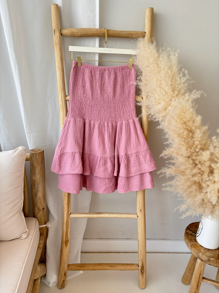 Trägerloses Kleid aus Musselin Moana