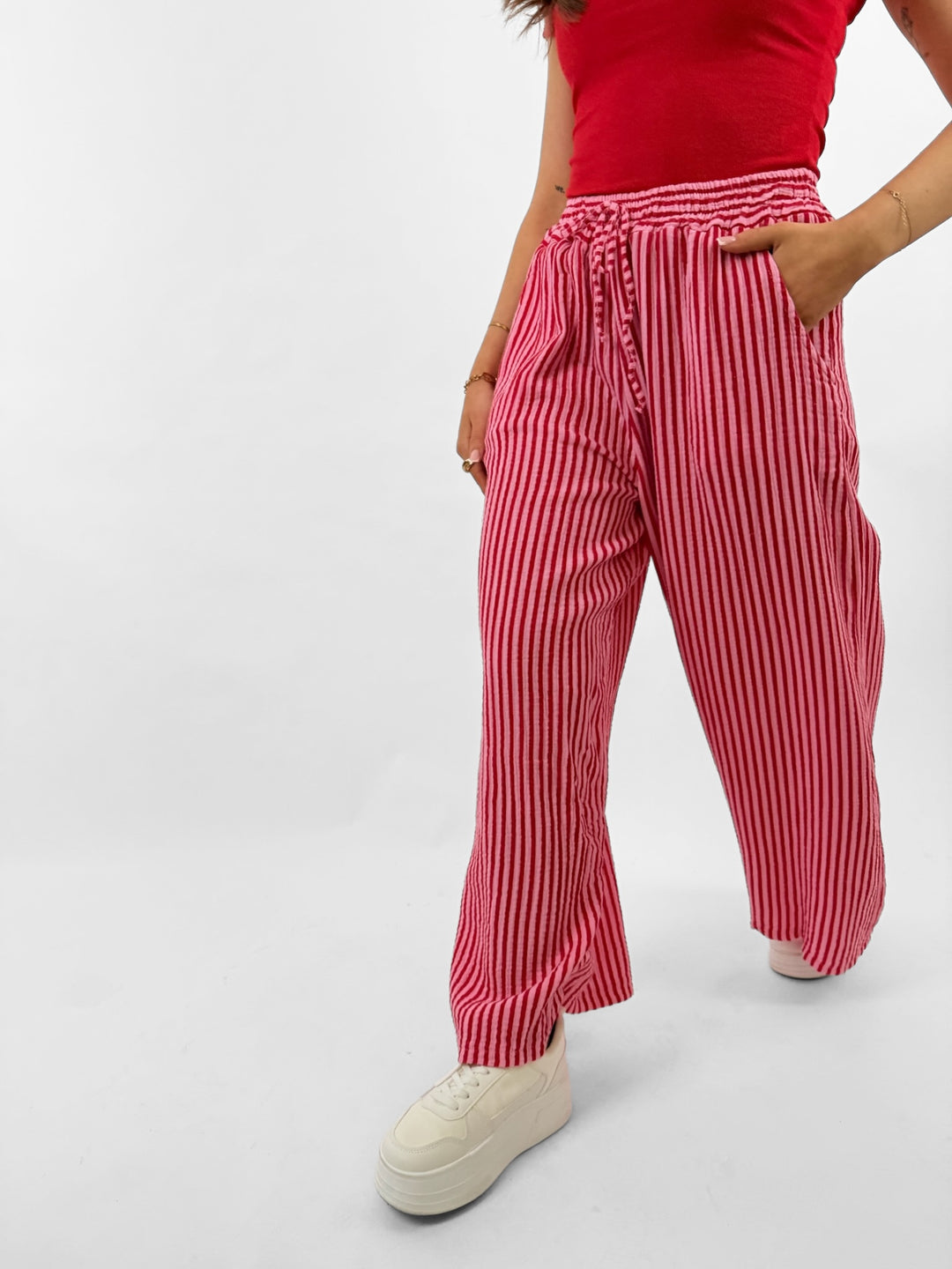 Gestreifte Musselinhose Sunset