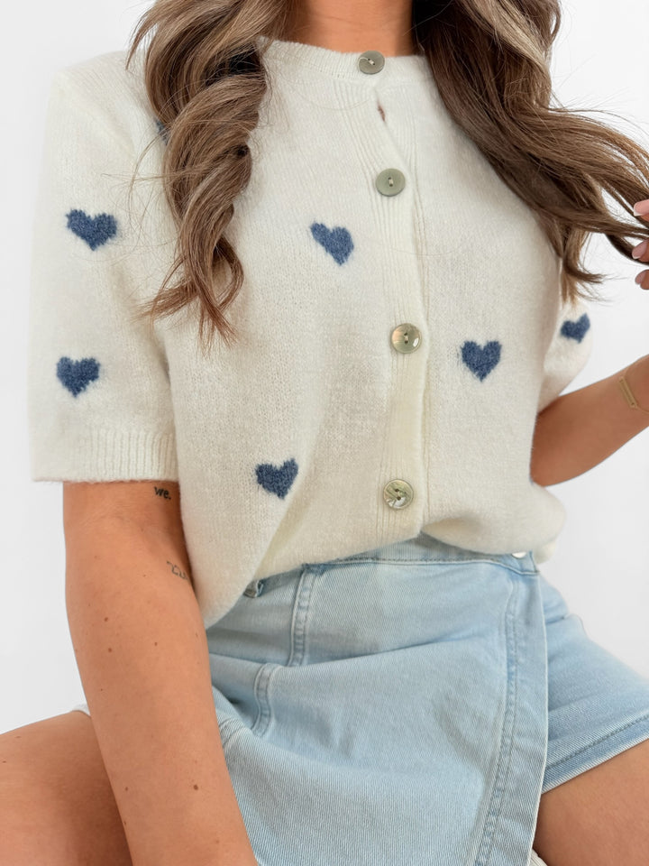 Kurzarm Cardigan Jolina mit Herzprint