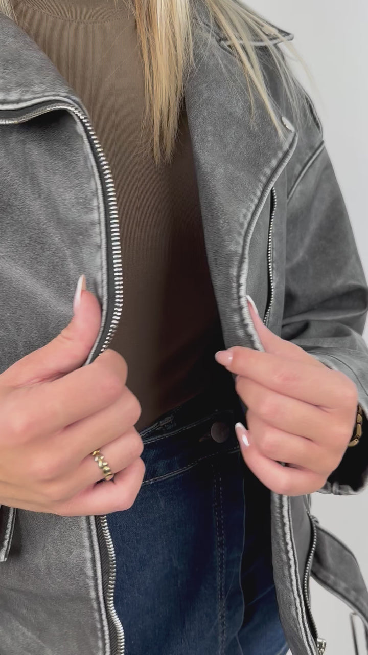 Oversize Lederjacke im Vintage Stil