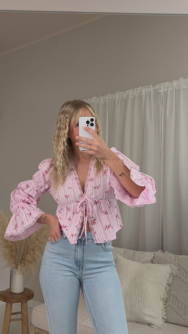 Schößchenbluse zum Schnüren Cute Roses